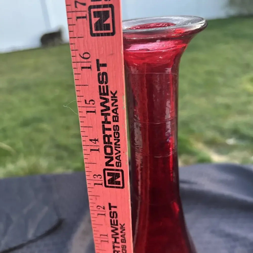 Pier 1 Art Glass Amber Vase Orange Fall Bubble Tall Glass Halloween Autumn 9”